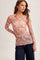 Magenta Pink Floral Printed Mesh Long Sleeve Top