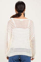 Ivory Open Knit Striped Sweater Top