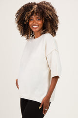 Ivory Basic Maternity Short Sleeve Sweater Top