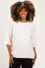 Ivory Basic Maternity Short Sleeve Sweater Top