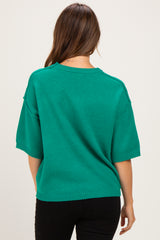 Green Basic Maternity Short Sleeve Sweater Top