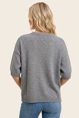 Heather Grey Basic Short Sleeve Sweater Top
