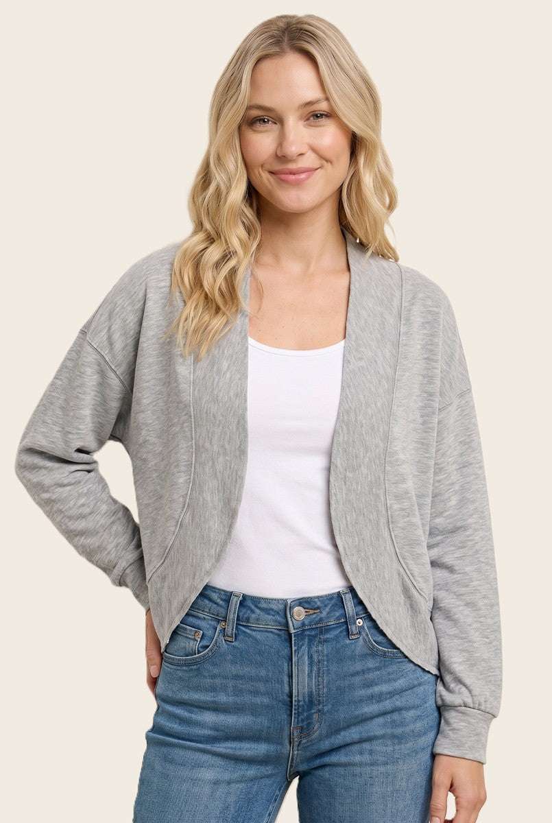 Heather Grey French Terry Shrug Cardigan