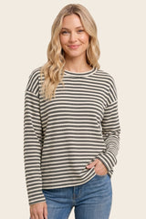 Hunter Green Striped Long Sleeve Top