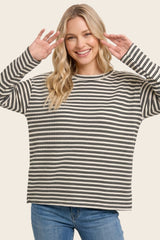 Hunter Green Striped Long Sleeve Top