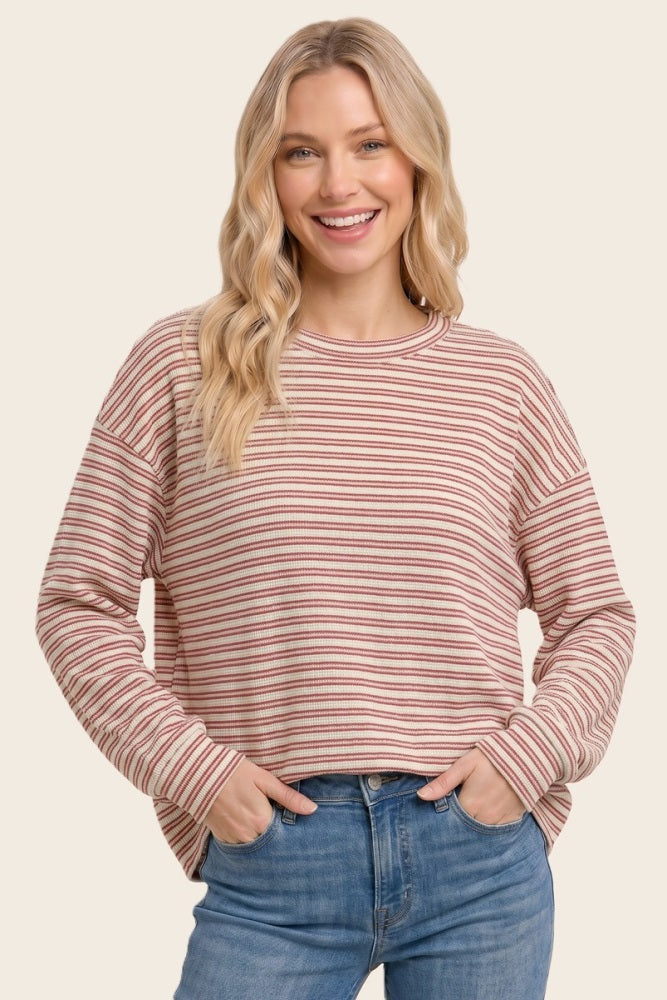 Red Striped Long Sleeve Top