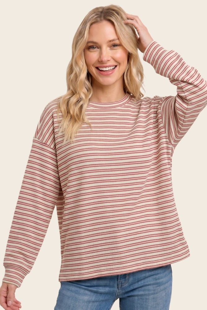 Red Striped Long Sleeve Top