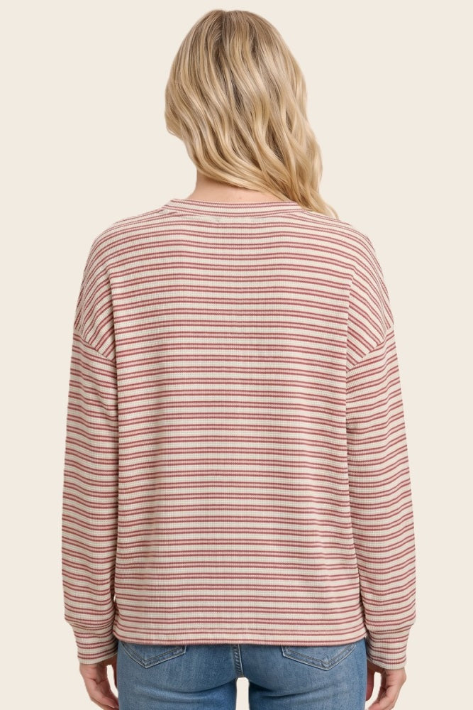 Red Striped Long Sleeve Top