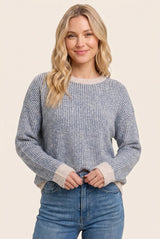 Indigo Two Tone Ribbed Sweater