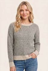 Olive Two Tone Ribbed Sweater