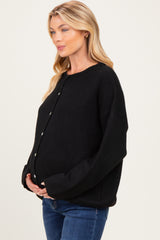 Black Classic Crew Neck Maternity Button Cardigan