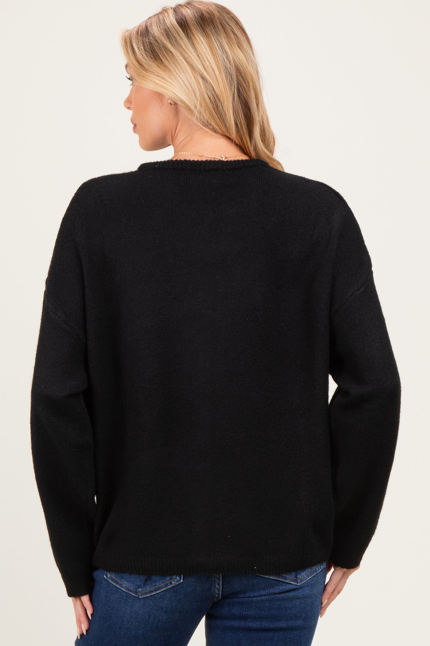 Black Classic Crew Neck Maternity Button Cardigan