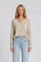 Oatmeal Waffle Knit Oversized Henley Top