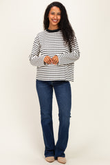 White Striped Knit Maternity Long Sleeve Top