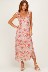 Mocha Floral Sleeveless Maxi Dress