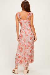 Mocha Floral Sleeveless Maxi Dress