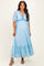 Blue Floral Lace V-Neck Maternity Maxi Dress
