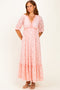 Light Pink Floral Lace V-Neck Maxi Dress