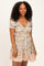 Lemon Mixed Floral V-Neck Smocked Mini Dress