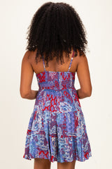Blue Floral Paisley Patchwork Print Mini