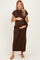 Brown Side Tie Short Sleeve Maternity Midi Dress