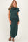 Forest Green Side Tie Short Sleeve Maternity Midi Dress