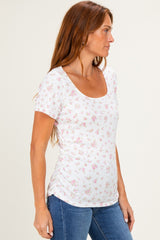 Pink Pointelle Ruching Short Sleeve Top