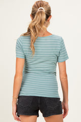 Jade Stripe Ruching Short Sleeve Maternity Top