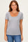 Grey Stripe Ruching Short Sleeve Top