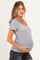 Grey Stripe Ruching Short Sleeve Maternity Top