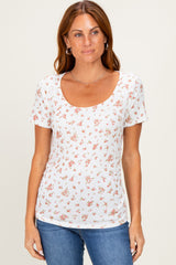 Red Pointelle Ruching Short Sleeve Top