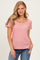 Pink Stripe Ruching Short Sleeve Top