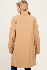 Tan Relaxed Fit Midi Button Maternity Trench Coat