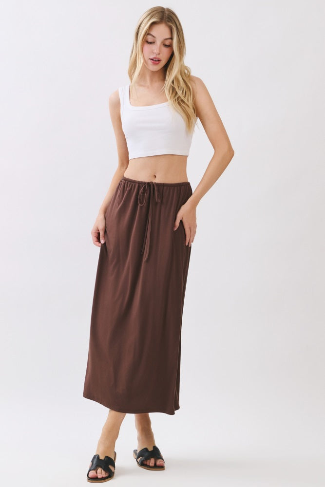 Chocolate Front Tie Maxi Skirt