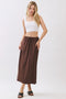Chocolate Front Tie Maxi Skirt