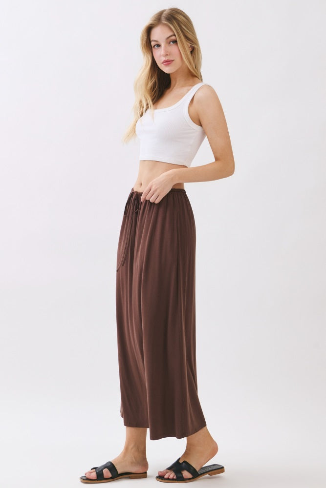 Chocolate Front Tie Maxi Skirt
