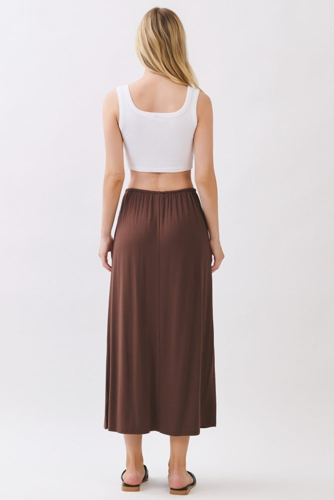 Chocolate Front Tie Maxi Skirt