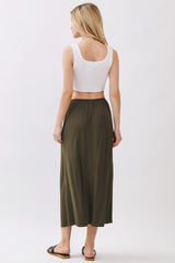 Olive Front Tie Maxi Skirt