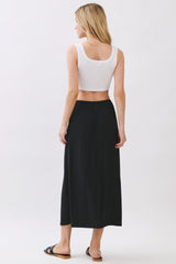 Black Front Tie Maxi Skirt