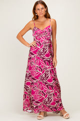 Berry Floral Sleeveless Maternity Maxi Dress