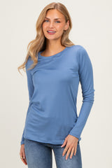 Blue Long Sleeve Maternity Top