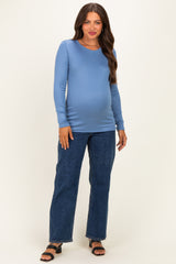 Blue Long Sleeve Maternity Top