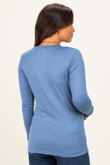 Blue Long Sleeve Maternity Top