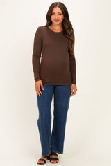 Brown Long Sleeve Maternity Top