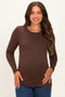 Brown Long Sleeve Maternity Top