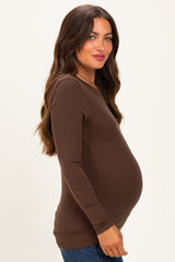 Brown Long Sleeve Maternity Top