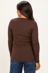 Brown Long Sleeve Maternity Top