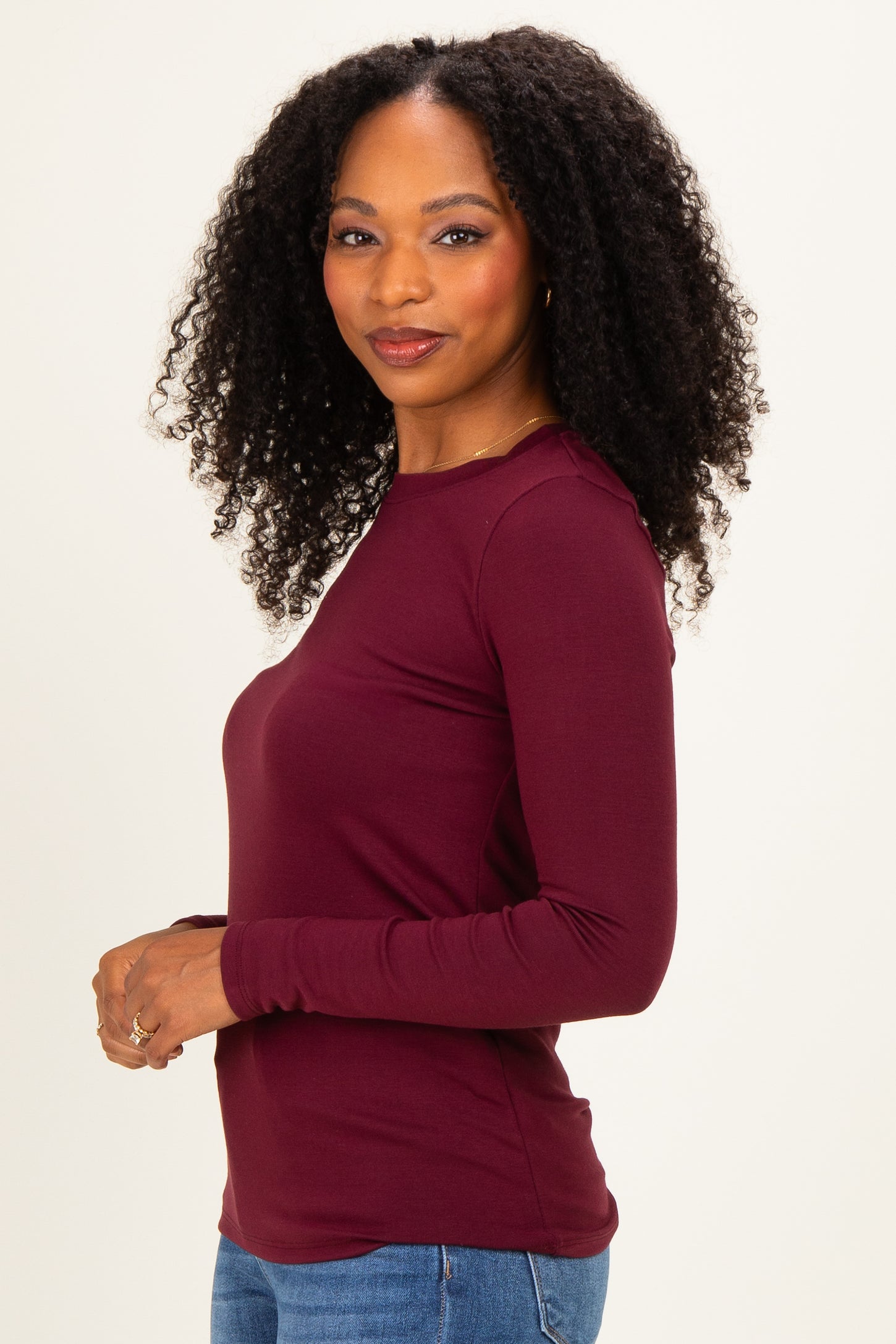 Burgundy Long Sleeve Top