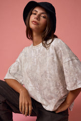 Faded Camo Print Ribbed Loose Fit Shirt