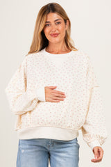 Ivory Floral Colorblock Maternity Sweatshirt